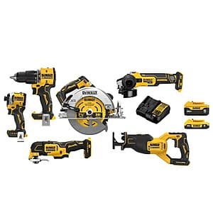 DeWALT 20V MAX Li-Ion 6-Tool Combo Kit w/ 5.0 Ah & 2.0 Ah Batteries & Charger $449.10 + Free S&H