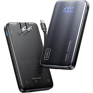 INIU 10,000mAh 3-in-1 Portable Wall Charger / Power Bank w/ 45W USB-C Cable $17.35