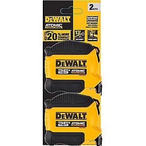 Select Stores: 2-Pack DeWALT 25' Atomic Tape Measure $10.10 + Free Store Pickup