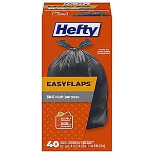 40-Count 30-Gallon Hefty Easy Flaps Large Trash Bags (Unscented) $6.75 w/ Subscribe & Save