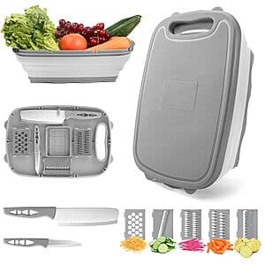 HI NINGER 9-in-1 Collapsible Cutting Board w/ Colander & Slicer (4 Colors) $12.50