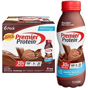 6-Pack 11.5-Oz Premier Protein Shakes (Chocolate, 30g) $8.50