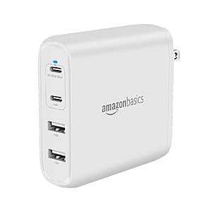 100W 4-Port Amazon Basics GaN Wall Charger w/ 2 USB-C Ports & 2 USB-A Ports $33
