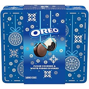 1.02-lb Tin OREO Fudge & White Fudge Covered Chocolate Holiday Sandwich Cookies $11.90