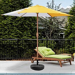 Ainfox 7.5' Beach Round Market Patio Umbrella (Yellow/White, No Base) $19