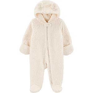 Carter's Child of Mine Baby Sherpa Fleece Footed Pram Hooded Jumpsuit (Various) $8