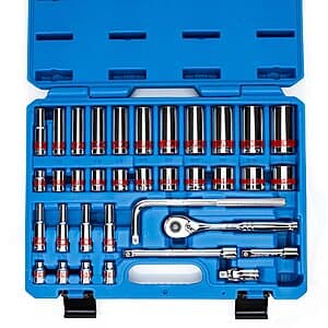 35-Piece NEIKO 3/8” Drive Socket Set w/ 90-Tooth Quick Release Ratchet (SAE) $31.65
