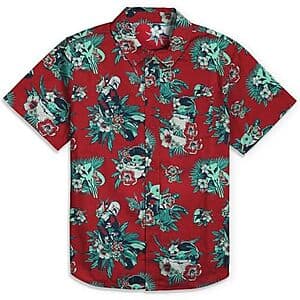 Star Wars Men's Baby Yoda Hawaiian Bouquet Button Up Shirt $10