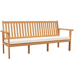 Costway Outdoor 3-Seat Wood Bench w/ Seat Cushion & Slatted Seat $139 + Free S&H