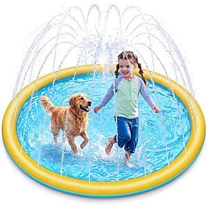 60" Sloosh Non-Slip Outdoor Sprinkler Splash Fountain Pad (Orange & Blue) $10