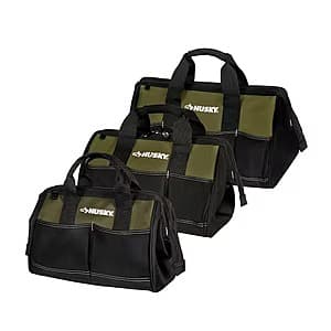 3-Pc Husky Army Green Zippered Top Tool Bag Combo (12", 15", 18" ) $29.90 + Free S&H