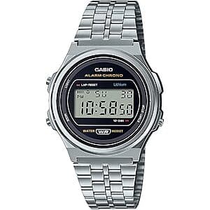 37.7mm Casio Vintage Stainless Steel Watch w/ LED Illumination & Stopwatch $24.80