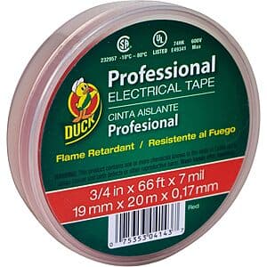 3/4" x 66' Duck Brand Professional Grade Electrical Tape (Red) $3.20