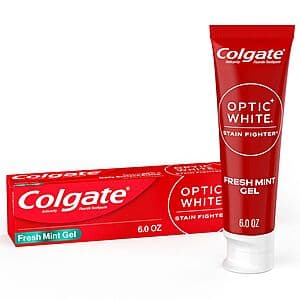 6oz. Colgate Optic White Stain Fighter Teeth Whitening Toothpaste (Paste or Gel) $1 Free Pickup on $10+ Order