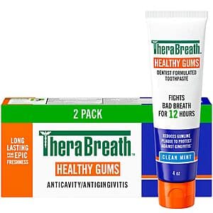 2-Pack 4-Oz TheraBreath Healthy Gums Toothpaste (Clean Mint) $6.85 w/ Subscribe & Save
