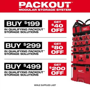 Ace Hardware: Milwaukee Packout Tool Boxes, Organizers & More Spend $499, Get $200 off + Free Store Pickup