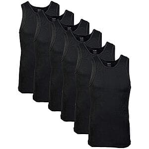 6-Pack Gildan Men's A-Shirt Tanks (Black, Size XL only) $11.60