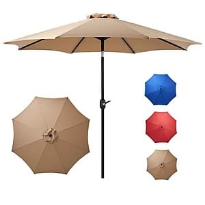 9' edx Outdoor Patio Umbrella w/ Push Button Tilt & Crank (3 Colors) $23.60