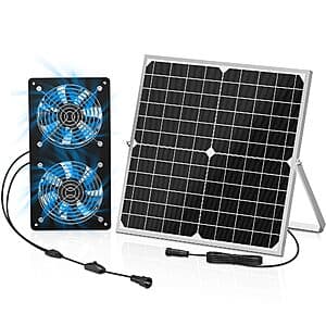 TIMEBAL 350 CFM Solar Powered Exhaust Fan Unit w/ Dual Waterproof Fans $22 + Free S&H