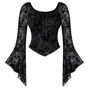 Scarlet Darkness Women Bell Long Sleeve Lace Top Gothic Mesh Shirt (various) from $11.20
