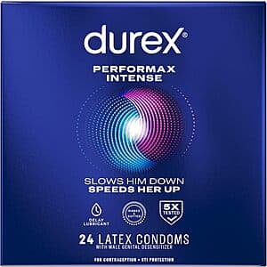 24-Count Durex Performax Intense Natural Rubber Latex Condoms (Regular Fit) $8.25 w/ Subscribe & Save