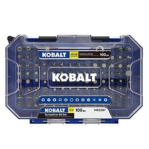 100-Piece Kobalt 1" Screwdriver Bit Set $10 + Free Store Pickup