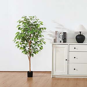 4' DR.Planzen Artificial Ficus Tree w/ Natural Wood Trunk & Lifelike Leaves $23.40 & More