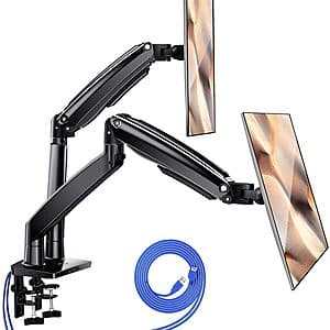 Prime Members: ErGear Dual Arm Adjustable Monitor Mount (for 13-35" Monitors) $50, (for 13-30" Monitors) $29.25, Single Arm Adjustable Mount $19.50 + FS w/ Prime or on $35+