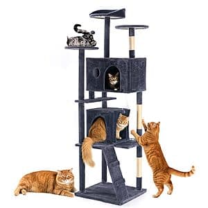 70" DUMOS Indoor Cat Tree Tower (Dark Grey) $36 + Free S&H