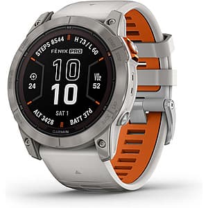 51mm Garmin fenix 7X Pro Solar Sapphire Sports Watch (Titanium, Gray/Orange) $499 + Free Shipping
