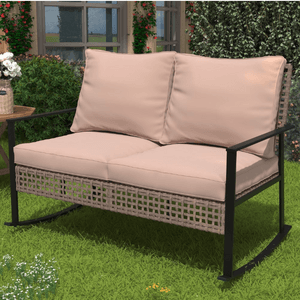 Ainfox Outdoor Patio Furniture Wicker Rocking Loveseat Sofa (3 Colors) $130 + Free S&H