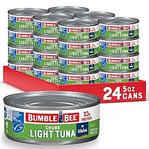 Select Accounts: 24-Pk 5-Oz Bumble Bee Chunk Light Tuna In Water $16.35 w/ S&S