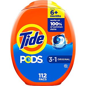 Tide PODS Laundry Detergent Soap Pods: 112-Count Free & Gentle or Original Scent 4 for $71.50 & More w/ Subscribe & Save + Free S/H