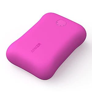 10,000mAh Anker 3-Port Portable Charger w/ Silicone Cover (Pink) $16
