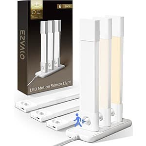 6-Pk EZVALO 7" Dimmable 3-Color Motion Sensor Lights w/ USB-C Charging Station $18 + Free Shipping