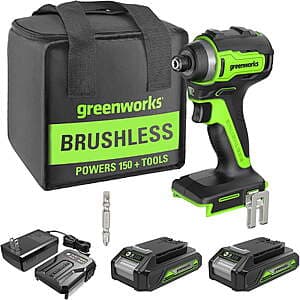 Greenworks 24V 1/4" 1950 in/lbs Brushless Impact Driver Kit w/ 2x 2Ah Batteries $39 & More + Free S&H