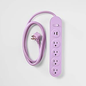 6-ft heyday 4-Outlet 15A Extension Cord Power Strip w/ 1 USB-A & 1 USB-C Port $8.50