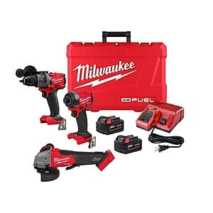 Milwaukee M18 FUEL 1/2" Hammer Drill + 1/4" Impact + 4-1/2"-5" Grinder + 2x 5Ah Batteries $349 + Free Shipping