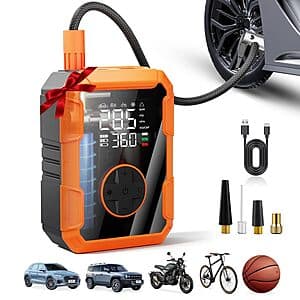 Prime Members: Lazyshine 150PSI Portable Air Pump Tire Inflator w/ LED Light $12 + Free Shipping