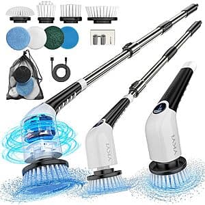 3-Speed YKYI Cordless Electric Spin Scrubber w/ 8 Brush Heads: Gray $17, White $16.10