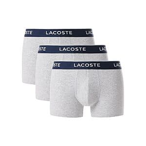 3-Pack Lacoste Men's Cotton Stretch Tricolor Waistband Trunks (Various Colors) $17