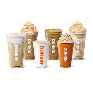 Dunkin' Donuts Offer: Medium Signature Pumpkin Spice Latte or Iced Latte Drink Free w/ Any Purchase (Valid 2-6PM on 9/8 Only)