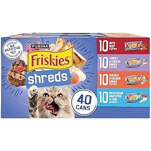 40-Pack 5.5oz Purina Friskies Shreds Wet Cat Food (Variety Pack) 2 for $42.75 w/ Subscribe & Save + Free Shipping