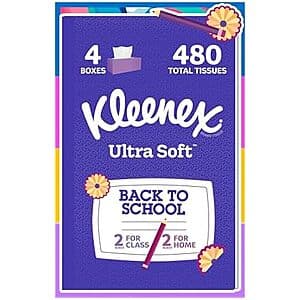 4-Pack 120-Count Kleenex Ultra Soft 3-Ply Facial Tissues $4.40 w/ S&S