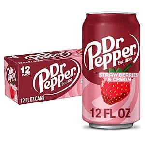 12-Pk 12-Oz Dr Pepper Strawberries & Cream Soda 3 for $13.75 w/ S&S