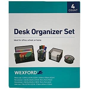 Walgreens Office Supplies Clearance: 4-Piece Wexford Desk Organizer Set $1, Compass & Protractor Set $0.30, 1" Binder $0.50 & More + Free Store Pickup on $10+ (YMMV)