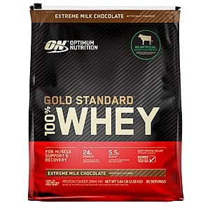 COSTCO Optimum Nutrition Gold Standard 100% Whey Protein Powder, 5.47 lbs $55.99