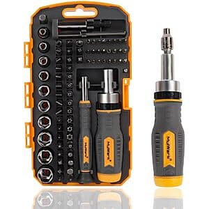 77-Pc MULWARK Ratcheting Screwdriver Bit & Socket Set w/ Case $15