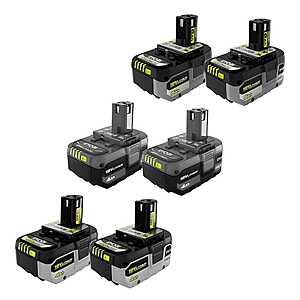 RYOBI ONE+ 18V Lithium-Ion Batteries: 2x 6Ah HP + 2x 4Ah HP + 2x 4Ah $199 + Free Shipping