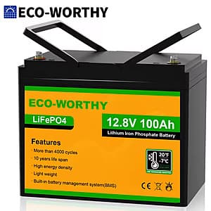 ECO-WORTHY 12V 100Ah LiFePO4 Battery $98.15 + Free Shipping